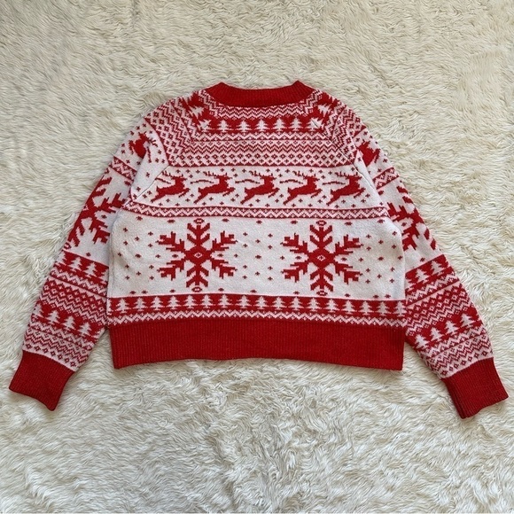 Dec. 25th Cardigan Womens Christmas Holiday Sweater Fair Isle Red White XL - Picture 4 of 11